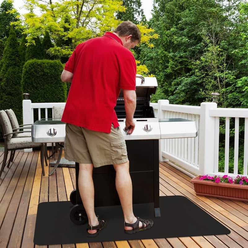 FLASLD Fireproof Under Grill Mat, 60x32 inch Grill Protector Under Desk, Outdoor BBQ Deck Mat for Fire Pit, Grill, Fireplace, Stove, Smoker - Image 2